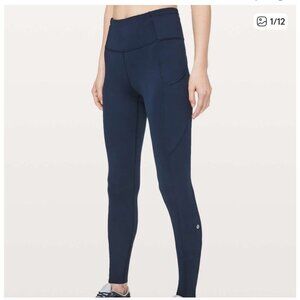 Lululemon Fast & Free 7/8 Tight 25" 5 Pocket Size 8 Navy Blue Full Length Leggin